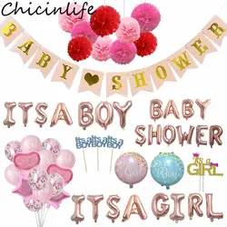 Chicinlife Baby Shower баннер его мальчик/воздушный шарик для девочек торт украшения для кексов фото плакат Пол выявить вечерние украшения поставки