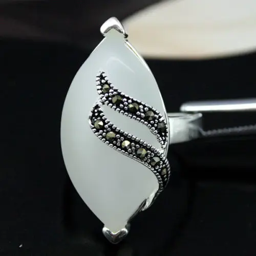 

Fashion Men's Unique White Opal 925 Sterling Silver Jewelry Ring Size 7/8/9/10