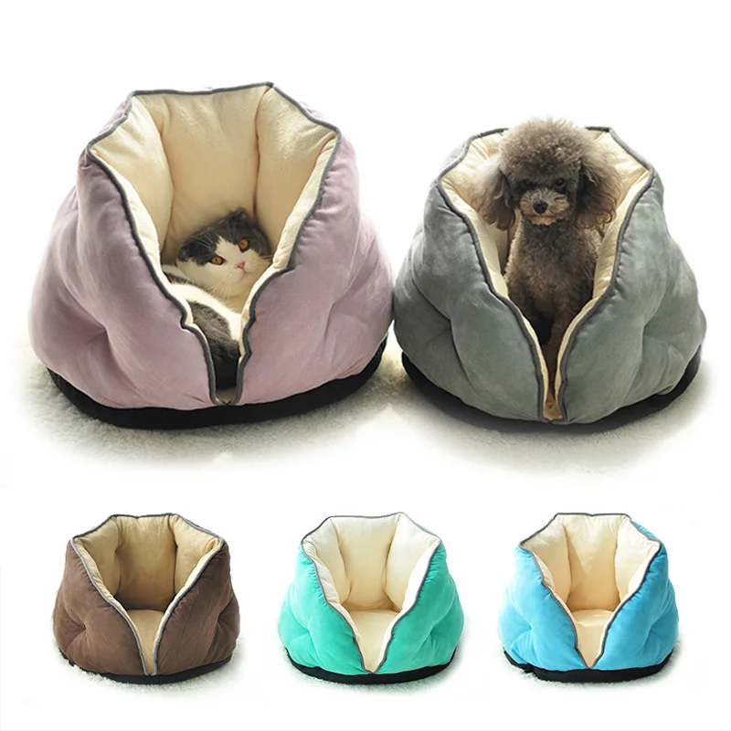 cheap Warm Dog Bed Cat Nest Pet Sofas Dog House Encircled Kennel Soft Cotton Fleece Blanket for Dog Cat Puppy Four Seasons Using