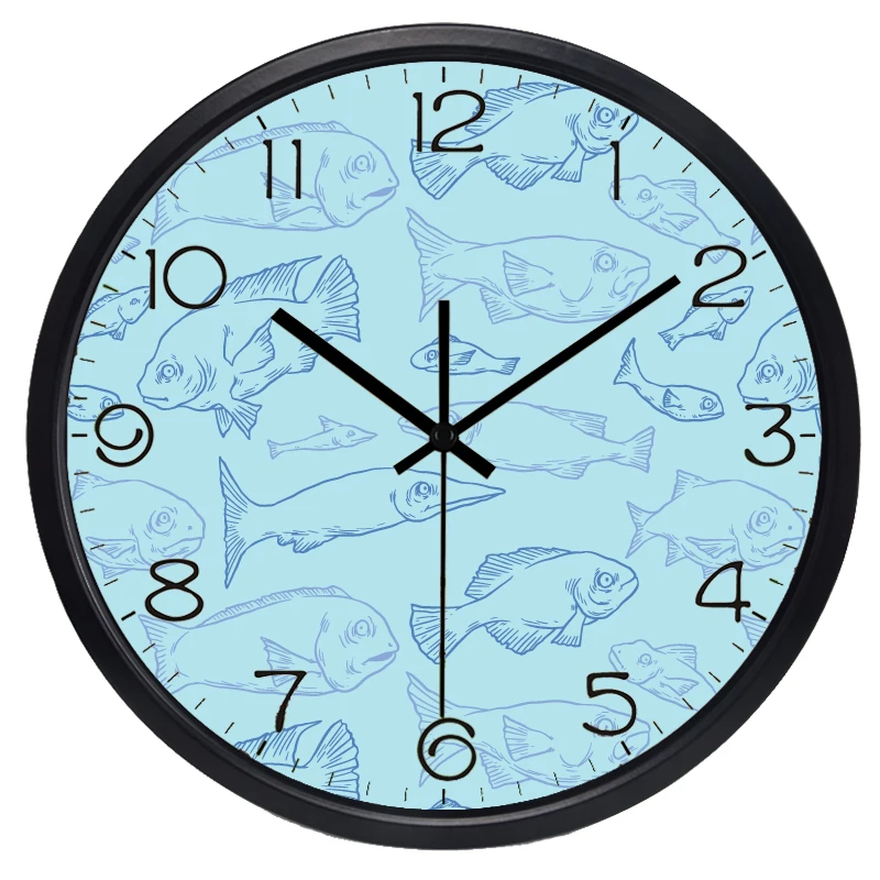Mediterranean Marine Fish Wall Clock Home Decor Living Room Clockin