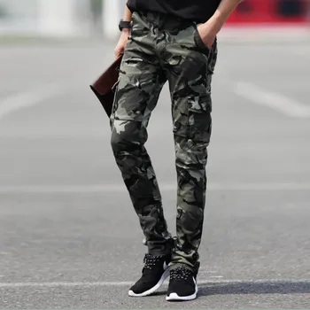

summer style military pants camouflage cargo pants men casual camouflage trousers male slim train pants Army Green feet