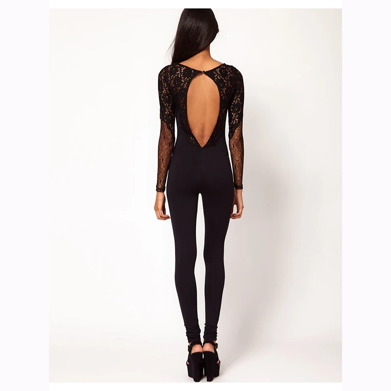 HU&GH Elegant Women Long Sleeve Backless Embroidery Bodycon Rompers Body Macacao Feminino Clubwear Overalls Sexy Lace Jumpsuit (4)