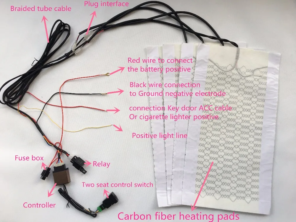 12 В осенне-зимние автомобильные сиденья, нагревательный элемент из углеродного волокна, комплект с подогревом OE, подходит для Toyota Corolla, RAV4, REIZ