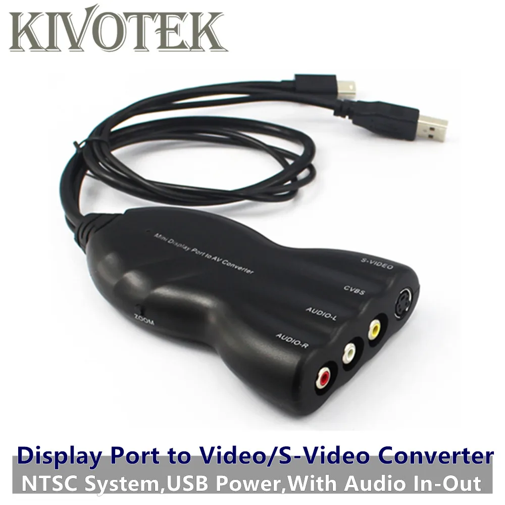 

2pcs/lot Mini Display DP to AV/Video/S-Video Audio Converte Adapter Female Connector,NTSC,USB Power,For CRT/LCD TV Free Shipping