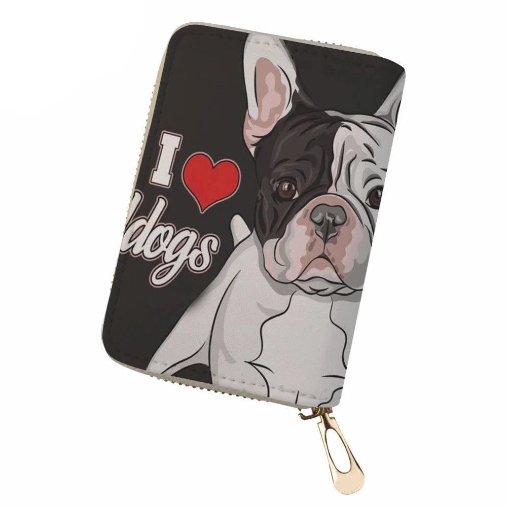 

NOISYDESIGNS Women PU Leather Business Card Holder Bulldog Print Card ID Holders Ladies Card Protect Cover Credit Card Holder