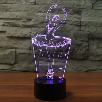 

Ballet Player Design 3D Creative Night Light Lamp Elegant Dance Mode 7 Colors Change led flashlight usb Touch Sensor Lamp