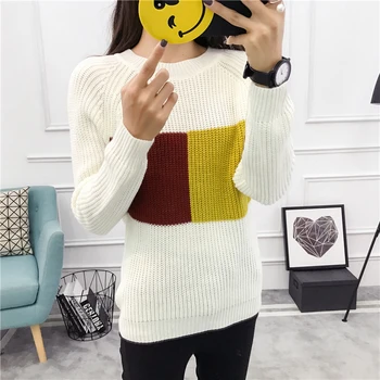 

2018 New Arrivals Spring Women Casual Assorted Colors Knitted Sweater O-neck Coarser Knit Pullovers Ladies Fashion Sweaters