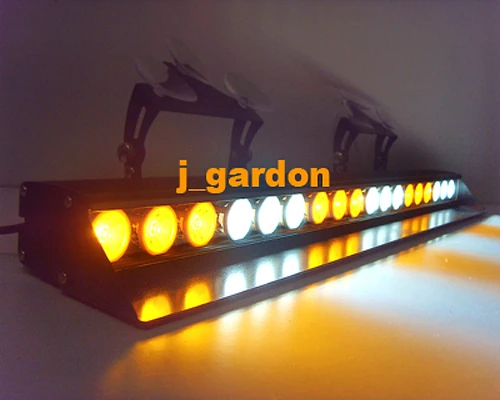 

Emergency Beacon Light Bar Hazard Strobe Warning  Windshield  18 LED 3W  LightBar Amber/White