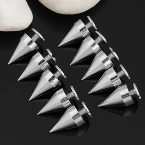 

10 Kupfer 9.5x15mm Fa.Silber Killernieten Spitz Nieten Schraubennieten Deko.