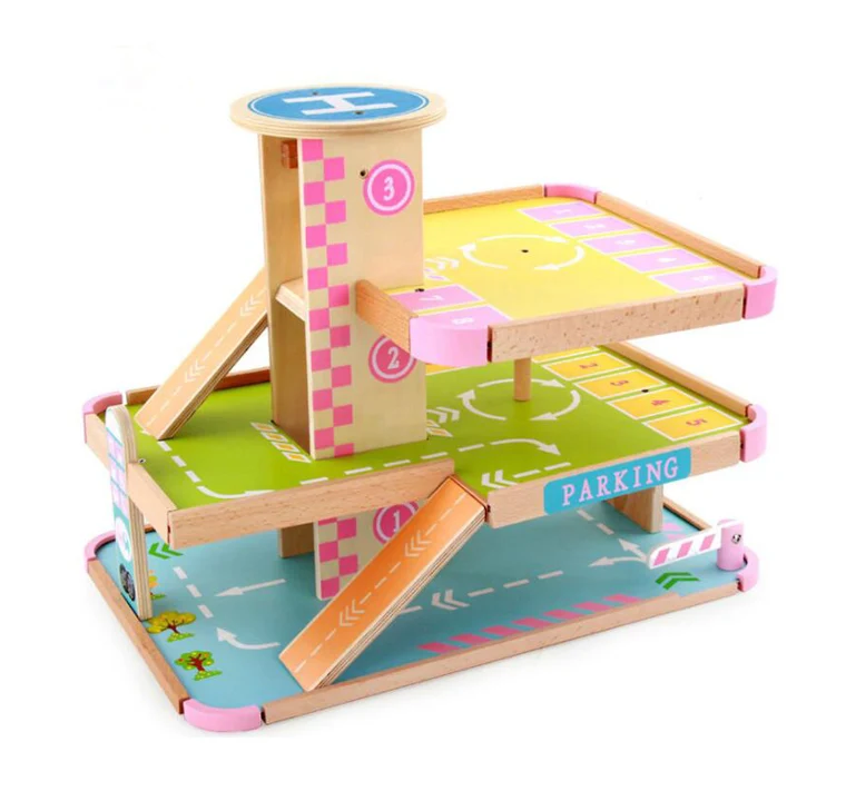 Deluxe Gift Car Parking Garage with Elevator Ramp Helicopter