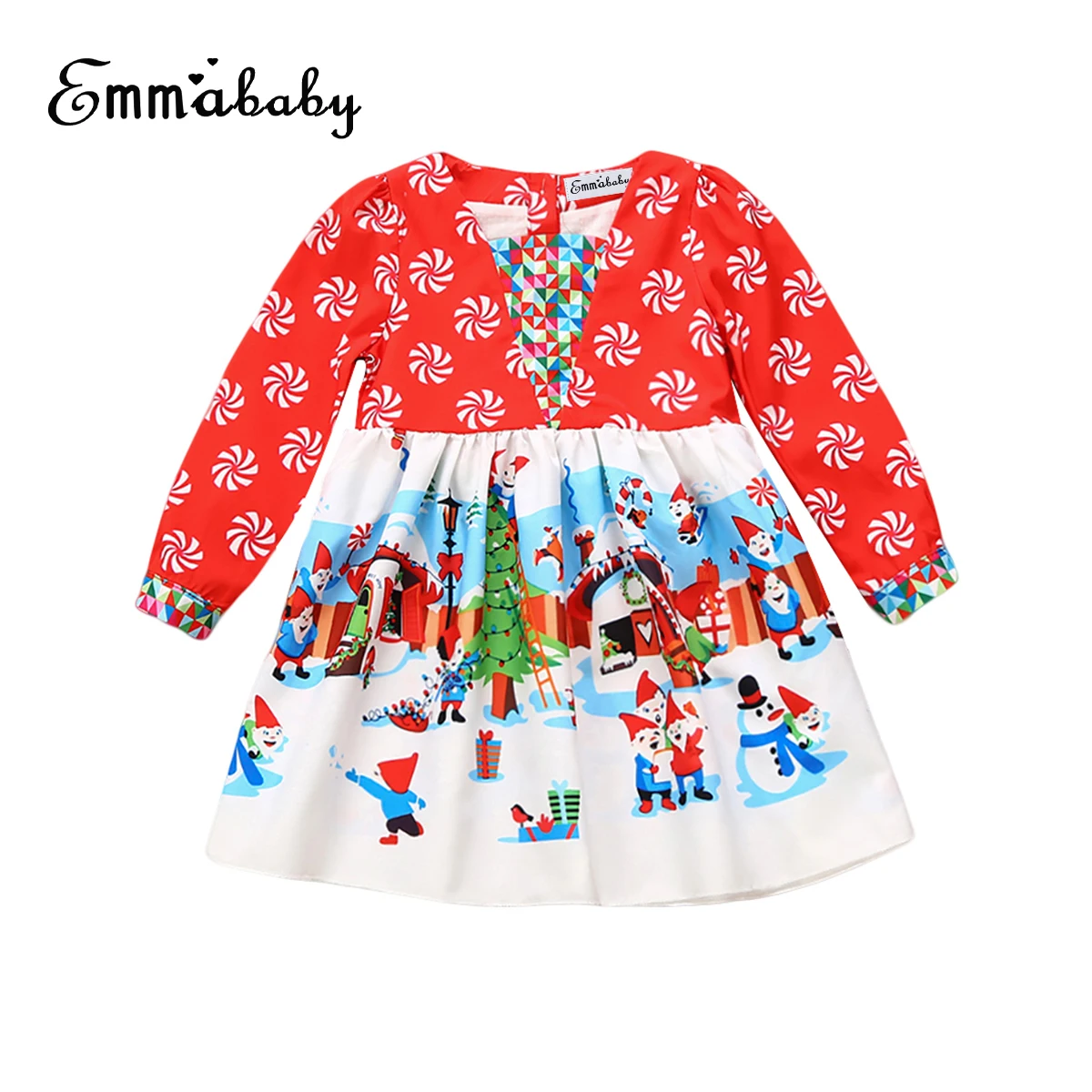 

Little Girls Stylish Xmas Dress Toddler Baby Infant Girls Santa Snowman Printing Christmas Dresses Cartoon Dress Clothing