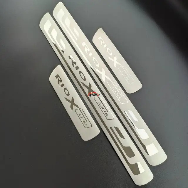Car Styling Accessories For Kia Rio 3 4 5 X Line Door Sill Threshold Scuff Pedal Protector Stainless Steel Trim  2015 2017 2021 Silver
