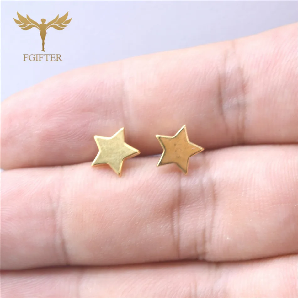 12pairs/lot Wholesale Star Earrings Set Man Woman Girl Stud Earring Gold Stainless Steel Jewelry Fashion Jewellery