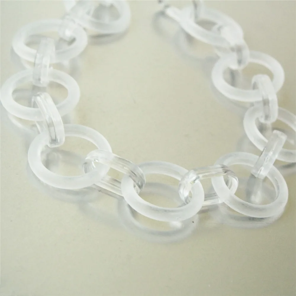 

3feet Matte Clear White Circle Acrylic Chain,Translucent Frost Plastic Chain, Necklace Bracelet Earring Chain,Size 24mm