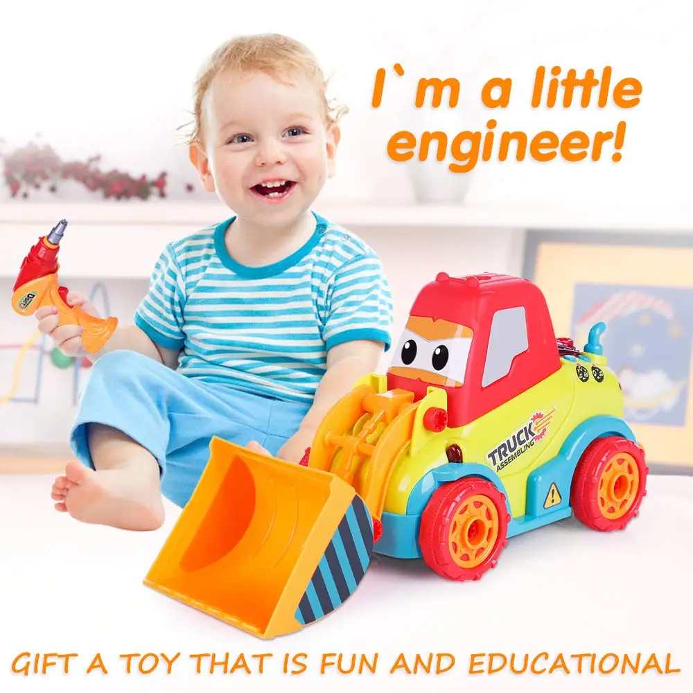 Грузовик Take-a-Part игрушки в сборе DIY стоительный бульдозер грузовик игрушка с музыкой, огни дрель инструмент для малышей
