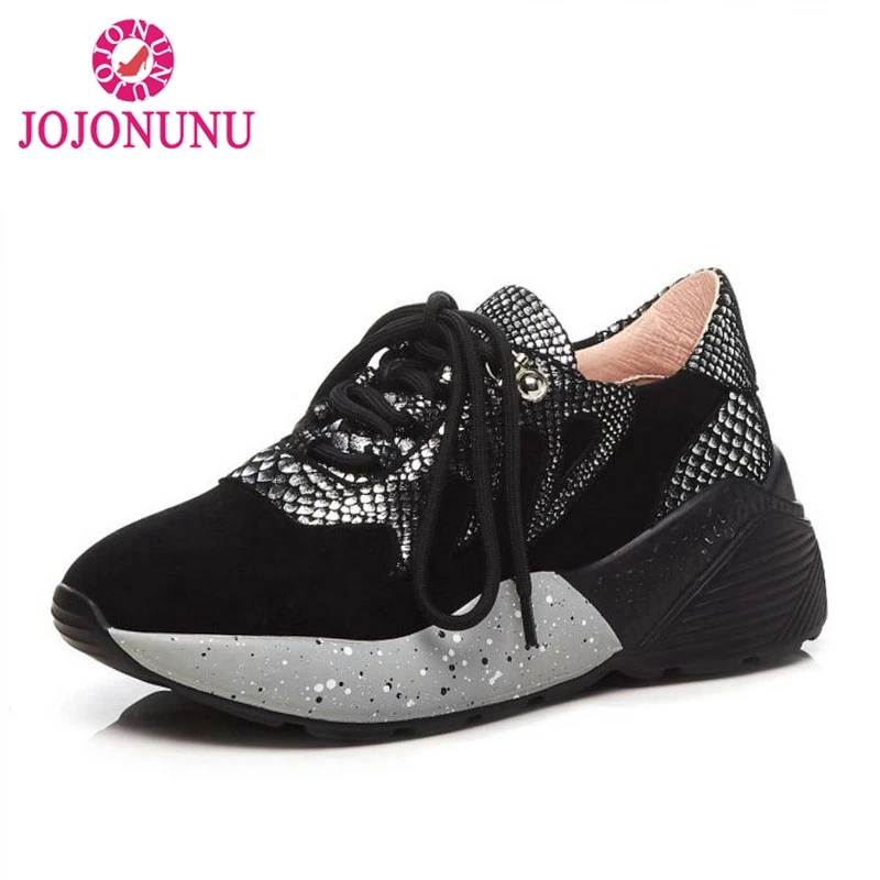 

FITWEE Women Sneakers Real Leather Patchwork Snake Pattern Casual Wedges Shoes Women Strap Vulcanized Walk Shoes Size 35-39
