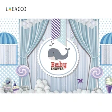 Laeacco Dolphin Baby Shower Curtain Photographic Backdrop Customized Family Photocall Photography Background For Photo Studio