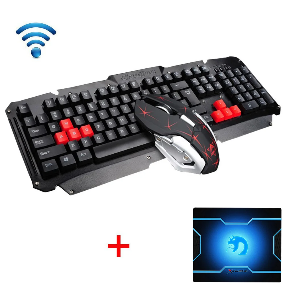 HK1600 2 4 эргономичная Игровая Usb клавиатура металлическая + оптическая геймерская