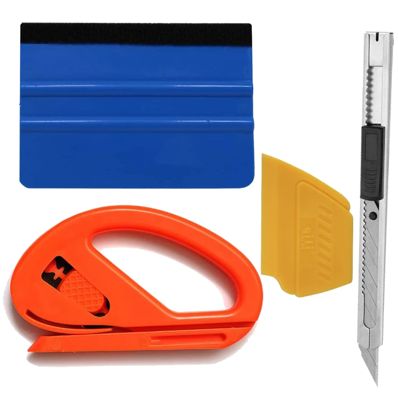 4pcs/set Car Vinyl Wrap Film Squeegee Scraper Tools Vehicle Sticker Installation Kit Cutter Knife Styling Auto Accessories | Автомобили и