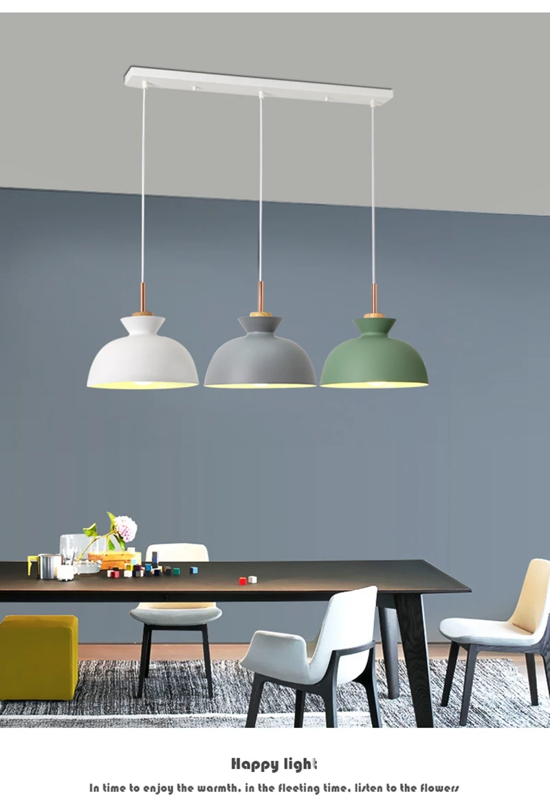 Fashion Colorful Modern DIY Wood Pendant Lights Minimalist Hanging Lights Suspension Luminaire Dining Room Lights Pendant Lamp (5)