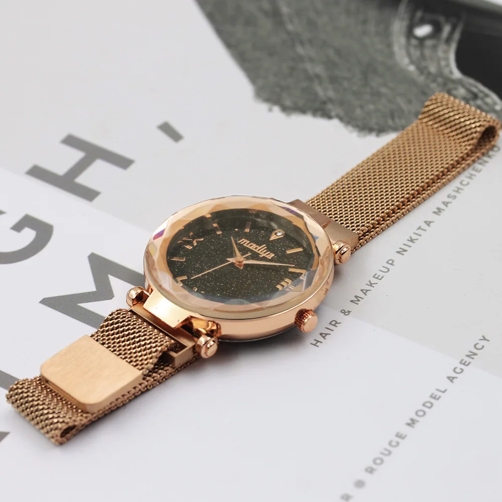 Luxury Rose Gold Women Watches Minimalism Starry sky Magnet Buckle Fashion Casual Female Wristwatch Waterproof Roman Numeral 2019 hot fashion (7)