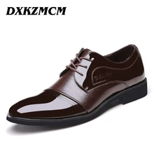 DXKZMCM Männer oxfords Marke Mode 100% Echtes Leder Lace-up Formale Oxfords, Männer Hochzeit Schuhe, Männer Kleid schuhe männer wohnungen