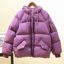 Зимняя куртка для женщин, теплое хлебное пальто для девочек, с капюшоном, короткие, с хлопковой подкладкой, свободные, теплые пальто, верхняя одежда для женщин
