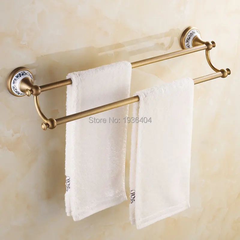 

Wholesale Retail Antique Bronze 60cm Towel Bar with Porcelain Single Towel Rack Wall Mounte Bathroom accessories TR1009