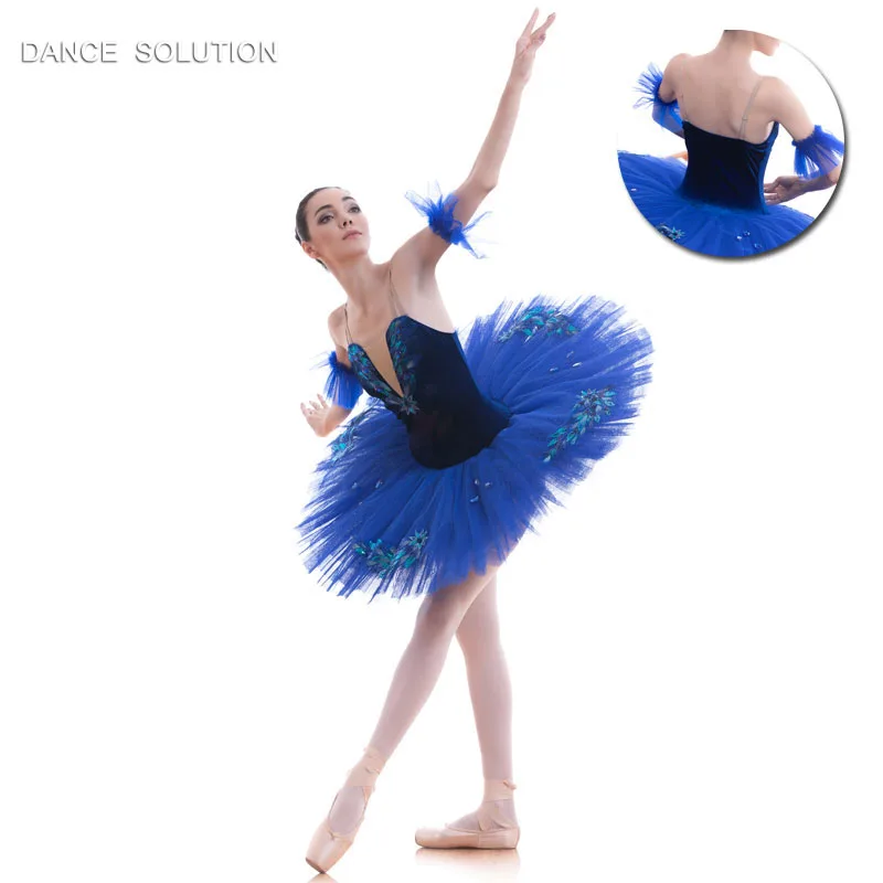 Blue Bird Ballet Tutu Pancake Dance Dress with Velvet Stretch Bodice for Children & Women Ballerina Professional Costumes - AliExpress