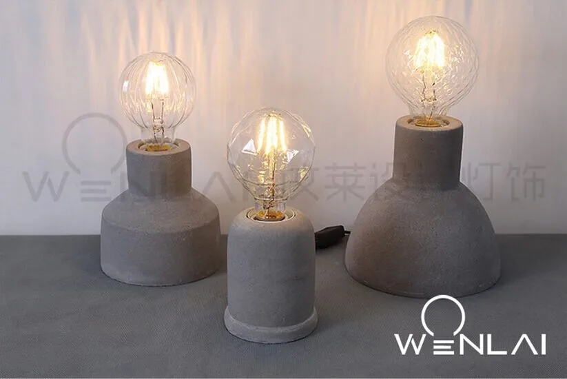Industrial de Loft Americano do Vintage Lâmpada de Cabeceira Lâmpada de Mesa Decoração da Casa Luz da Tabela de Concreto Edison Lâmpada Decoração Cafe Bar 15 Luzes e Iluminação