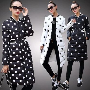 2016 Euro Stars thin style winter coat women slim stand collar down parka long winter jacket