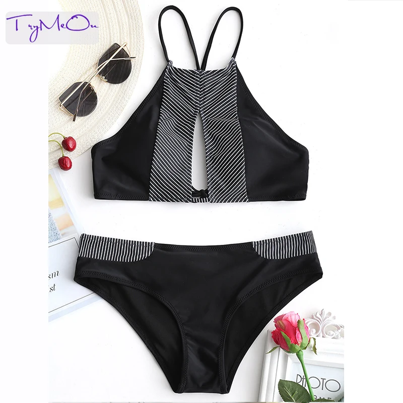 

TryMeOn High Waisted Marble Women Bikini Set Women Patchwork Backless Swimwear Bikinis Sexy Padded Bathing Suit Swimwsuit