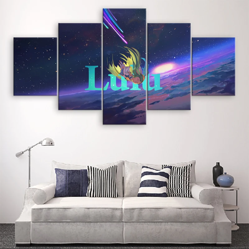 

5 Pieces Painting For Living Room Star Guardian Lulu Canvas Printed Pictures League of Legends Wall Art Home Decor Game Poster
