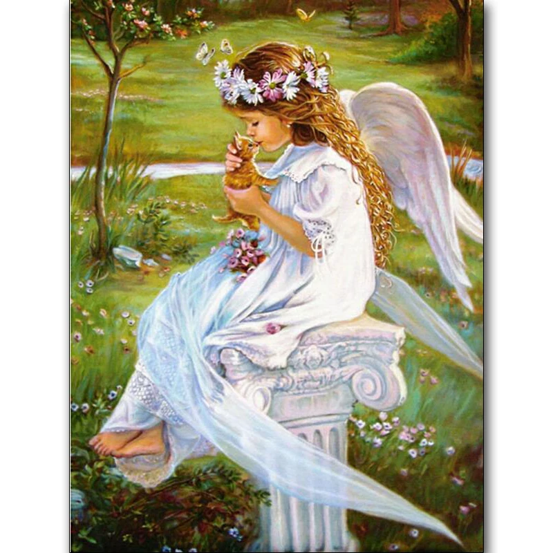 

5d DIY Diamond Mosaic Angel Pattern Cross Stitch Square Diamond Embroidery Animal Patterns Pearls Image of Rhinestones kit