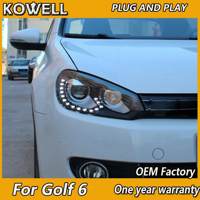 KOWELL автомобильный Стайлинг головной светильник для Golf 6 головной светильник s 2009-2012 светодиодный головной светильник DRL Дневной ходовой светильник Bi-Xenon HID аксессуары