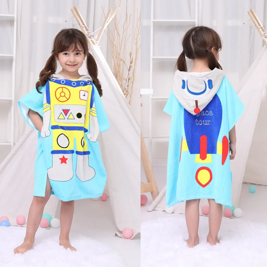 Infant baby poncho towel hooded beach towels for kid Bathrobe Pajamas Cartoon Animals baby hooded bath towel Child baby bath set