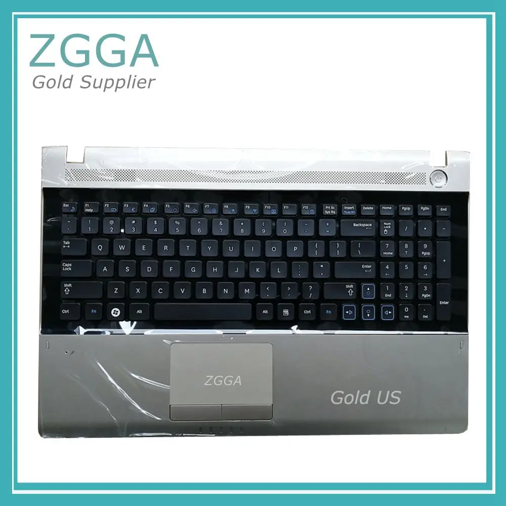 

New Laptop US English Layout Keyboard with Touchpad Palmrest for Samsung RV509 RV511 RV515 RV520 E3511 9Z.N5QSN.B01 Gray Silver