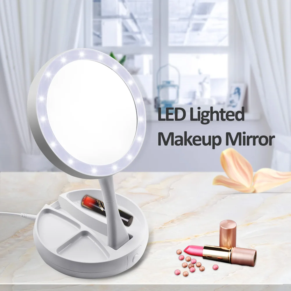 Зеркало для макияжа, регулируемый светильник с подсветкой, 30 видов яркости, светодиодный светильник с лампочками, комплект с usb-зарядным портом, косметическое зеркало