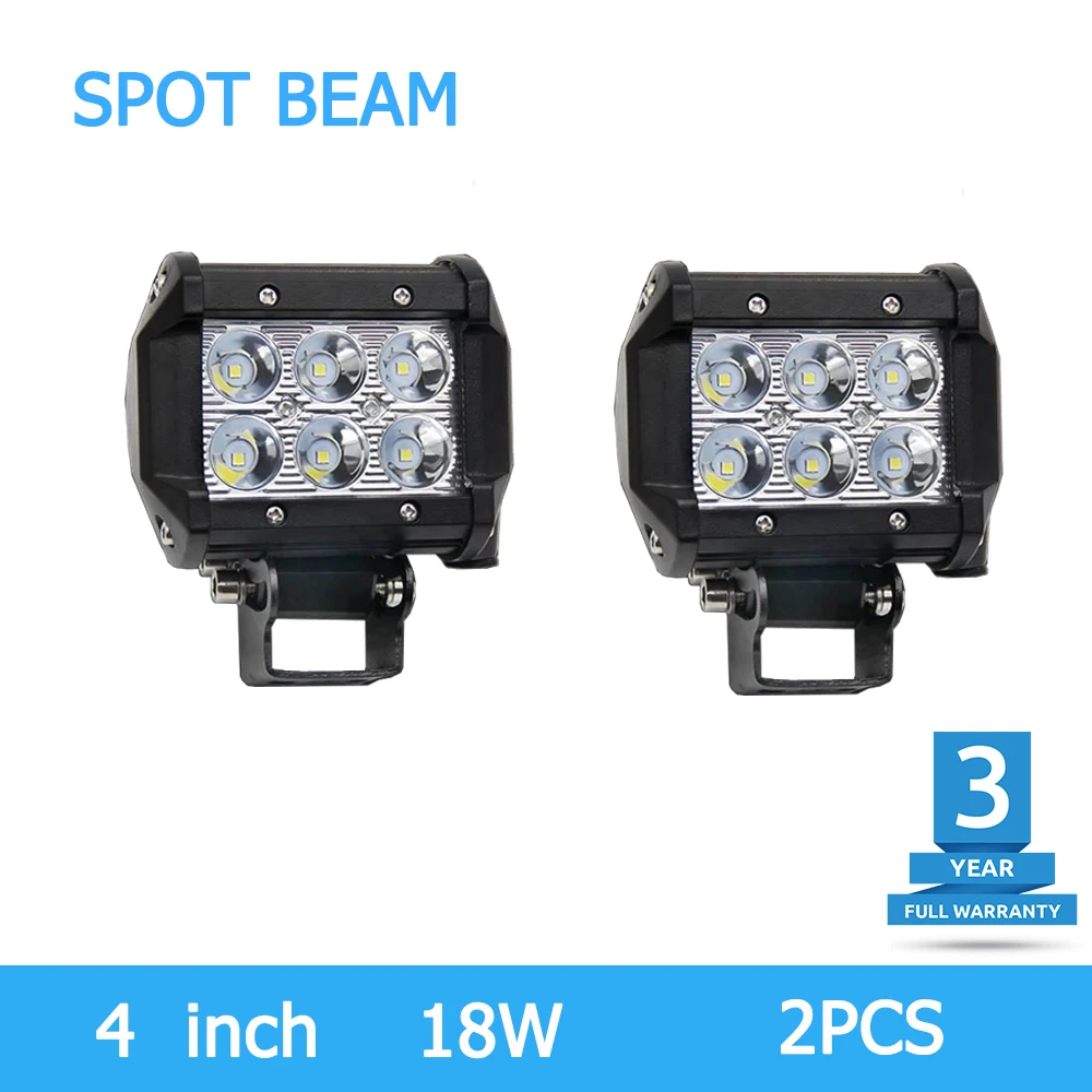 

2Pcs Led Car Lights 18W Led Light Bar Flood beam/Spot Beam Led Chip 4Inch Dc 12V 24V With Zero Shipping Cost For 4X4 Offroad Car