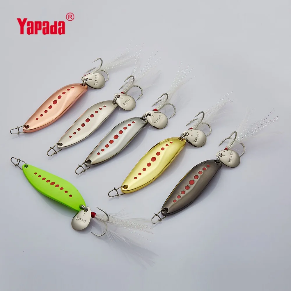 YAPADA ложка 012 новая пиявка 10 г/15 г/20 г тройной крючок + перо Блестки 55 мм/55 мм/58 мм