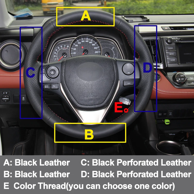 HuiER для рукоделия рулевого колеса автомобиля крышки черный кожа для Toyota RAV4 Corolla 2013-2018 2014-2018 Auris 2013-2016 Scion iM 2016