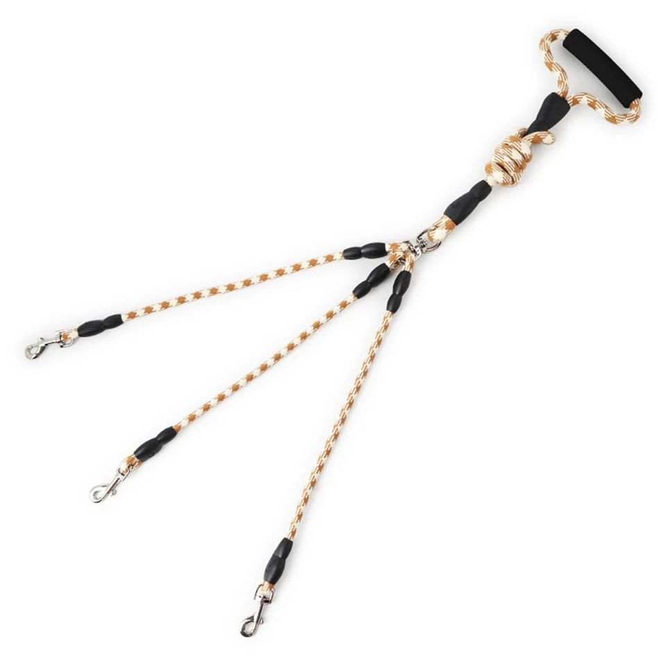 

Nylon Dog Leash 3 Way No-Tangle Triple Couple Pet Dog Walking Leash Lead with Padded Soft Handle Breakaway 3 Heads Lead Leash