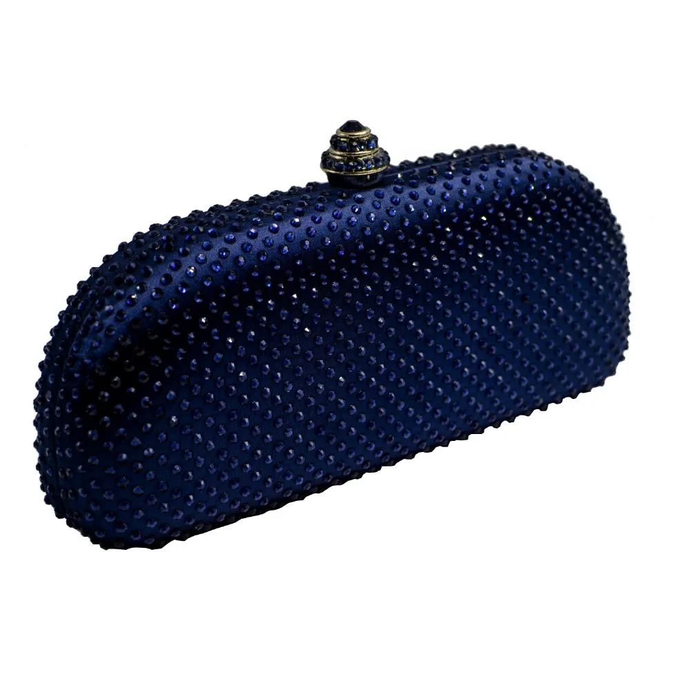 Элегантный темно-синий кристалл коробка клатч и кошельки вечерние сумочки со стразами