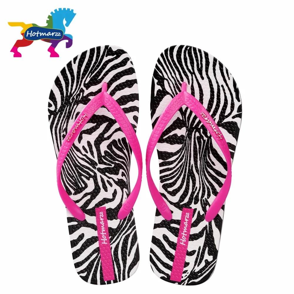 online Mulheres Zebra Impressão Chinelos Hotmarzz Chinelos de Praia Verão Sandálias Slides Deslizamento Em Sandálias Flat