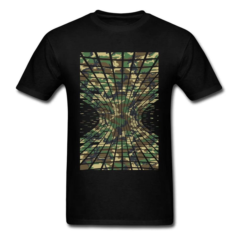 Faddish Tiled Warped Camo Birthday T-shirts Crew Neck 100% Cotton Men Tees Short Sleeve Fall Birthday Tee-Shirt Tiled Warped Camo black