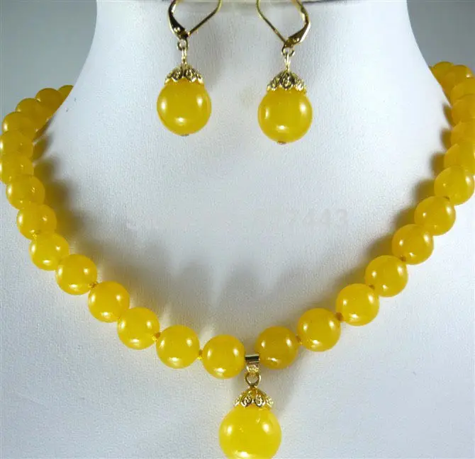 

FREE SHIPPING>>@> Wholesale JWEW6527 Noblest blue/yellow/light green/purple jade necklace 17" +pendant & earringng SET Natural j