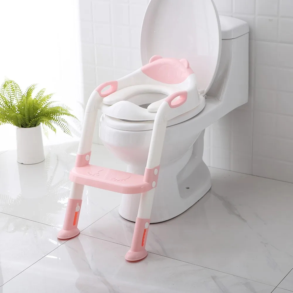 Складной горшок младенческой Дети сиденье для унитаза для приучения к туалету с регулируемая лестница Портативный писсуар горшок