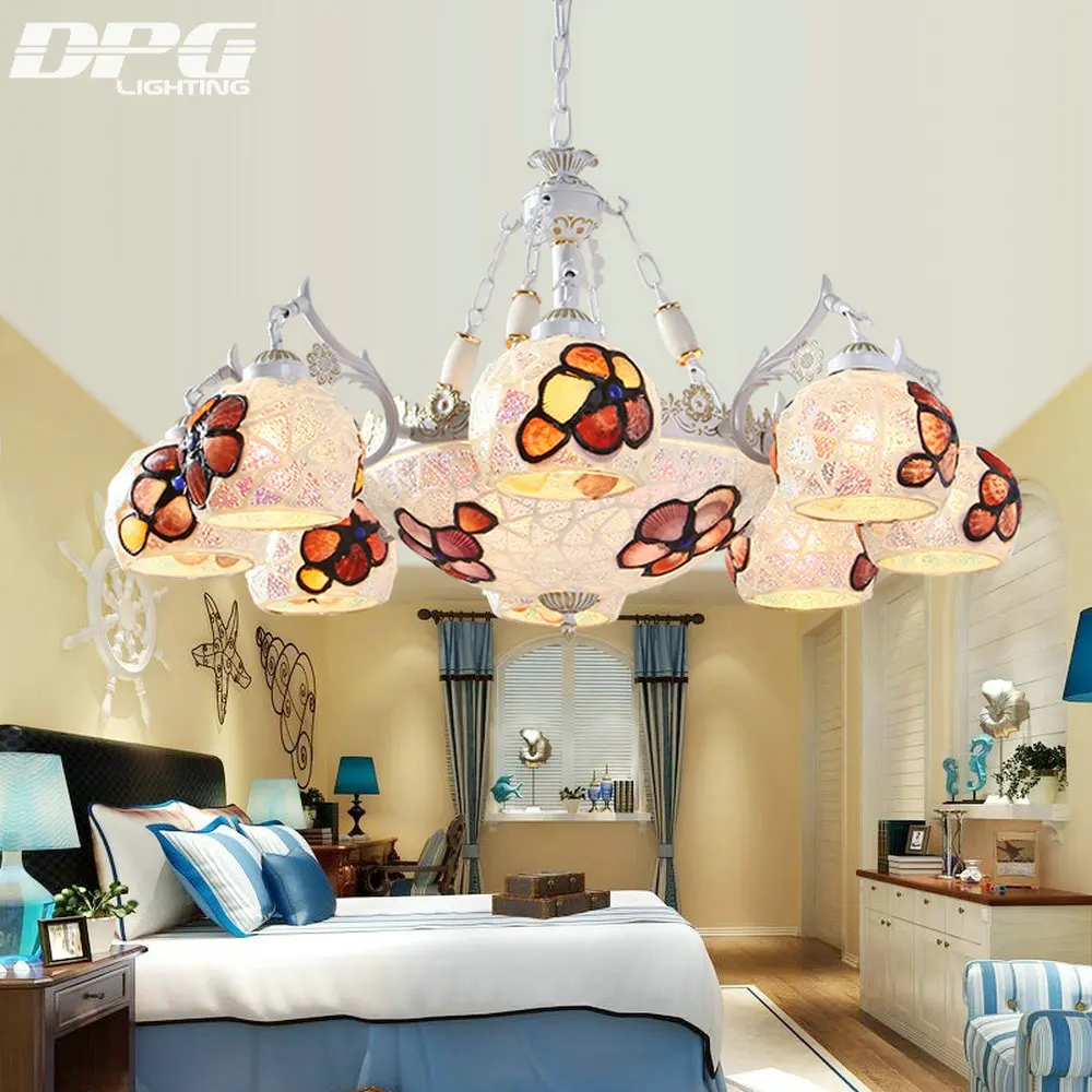 

Vintage tiffany style chandeliers lamp with 110v 220v 3 5 6 8 E27 Base lights for living room bedroom
