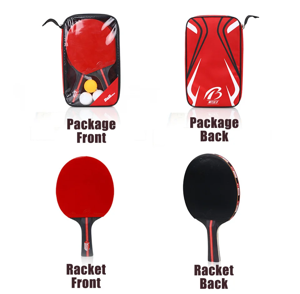 Online 2pcs lot Table Tennis Bat Racket Double Face Pimples In Long Short Handle Ping Pong Paddle Racket Set With Bag 3 Balls