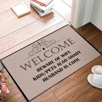 

Beware Of Wife Kids Pets Also Shady Husband Is Cool - Beige Door Mats Kitchen Floor Bath Entrance Rug Mat Indoor Bathroom